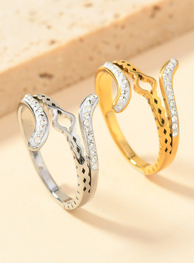 冷淡风蛇形不锈钢戒指