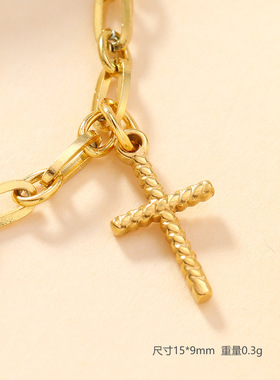 单吊坠不锈钢爱心十字架手链