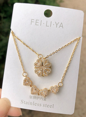 创意钛钢爱心项链女款