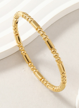 金色竹节钛钢手镯6634