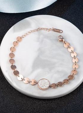 冷淡风钛钢满钻女士手链