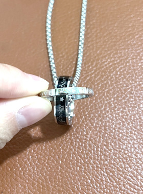 男士钛钢双环镶钻毛衣链