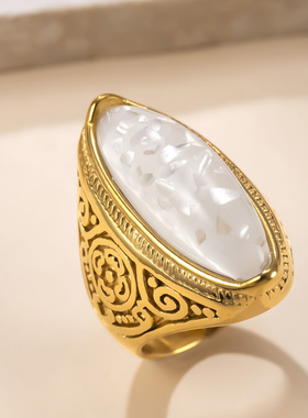 跨境热销不锈钢复古戒指