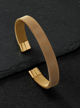 欧美跨境不锈钢网格手镯