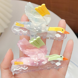 大雁南飞春夏发夹透明清新抓夹百搭卡通鲨鱼夹子半扎发饰品新品女
