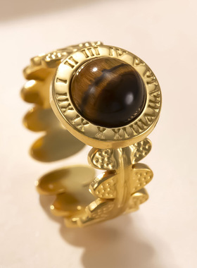 轻奢宫廷风罗马数字钛钢戒指