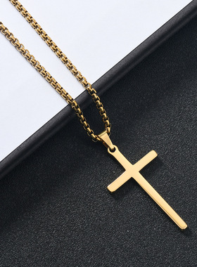 跨境不锈钢十字架钛钢项链
