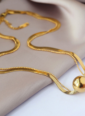 新款双层钛钢锁骨链15