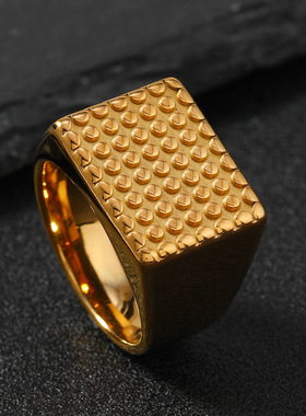 跨境热销不锈钢男士波点几何戒指