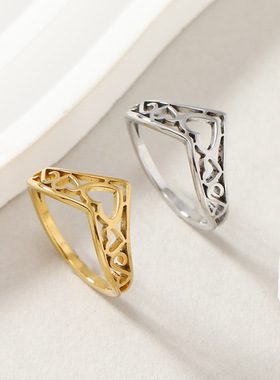 欧美跨境不锈钢镂空戒指