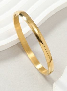 钛钢素圈手镯女亮光简约