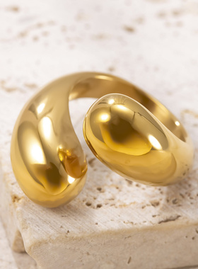 跨境钛钢几何开口戒指