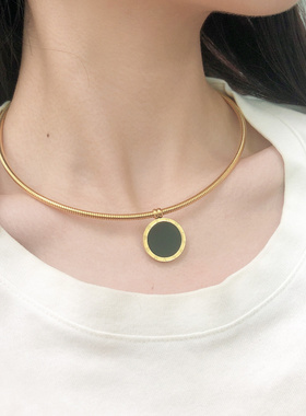 钛钢双面佩戴个性颈链