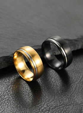 简约8mm双色钛钢戒指5