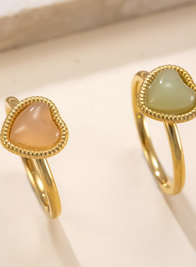 2025新款天然石爱心情侣戒指