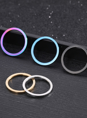 跨境热销极细素圈五连环钛钢戒指