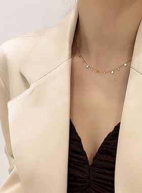 韩版新款长方形点缀项链