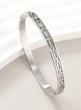 欧美跨境金色镂空O型钛钢手镯