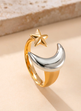 跨境不锈钢几何开口戒指