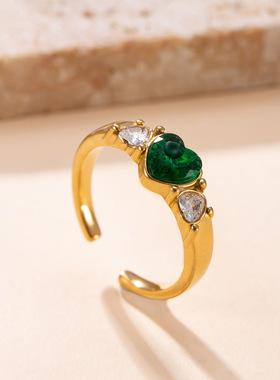 跨境新款爱心彩钻食指戒指