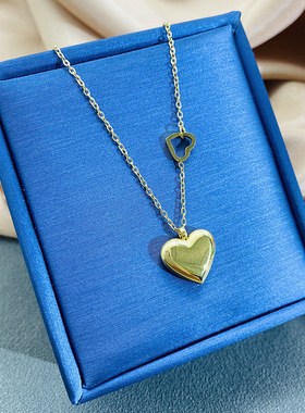 韩版钛钢k金心形项链女冷淡风锁