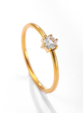 热销小众极细不锈钢镶锆石戒指