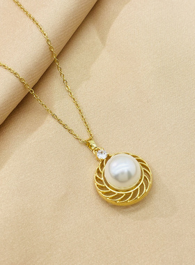 欧美风钛钢珍珠锁骨链