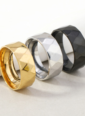 跨境不锈钢8mm菱形切男士戒指