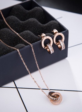 新款欧美耳钉钛钢罗马项链女