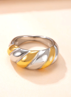 爆款不锈钢牛角包指环钛钢戒指