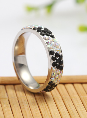 跨境钛钢镶钻嘻哈戒指
