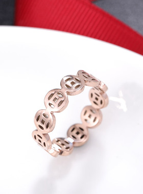 若娜新款钛钢玫瑰金情侣戒指