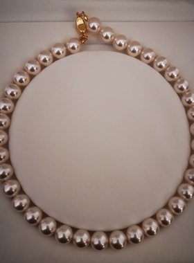 包邮人造澳白珍珠项链女轻奢仿天然海水锁骨颈链施家珍珠项链12mm