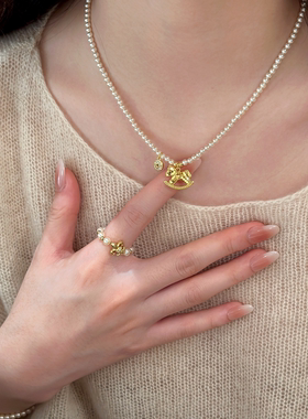 碎冰冰小马吊坠钱币珠珠项链