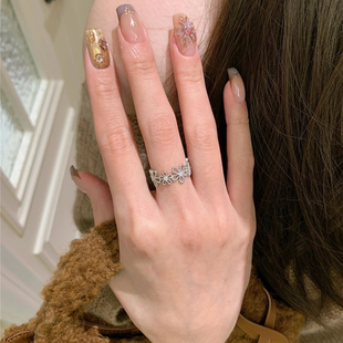 甜美时尚蕾丝花环戒指女轻奢精致春夏小众设计开口戒指轻奢设计感