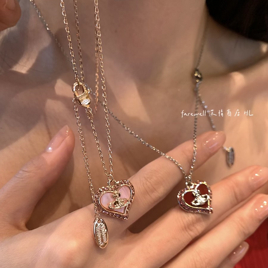 时尚高端高档爱心土星项链女轻奢小众设计感百搭锁骨链高级感颈链