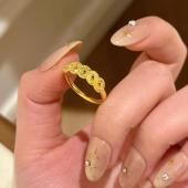 五帝钱多多戒指女轻奢高级新中式 开口指环送女友礼物