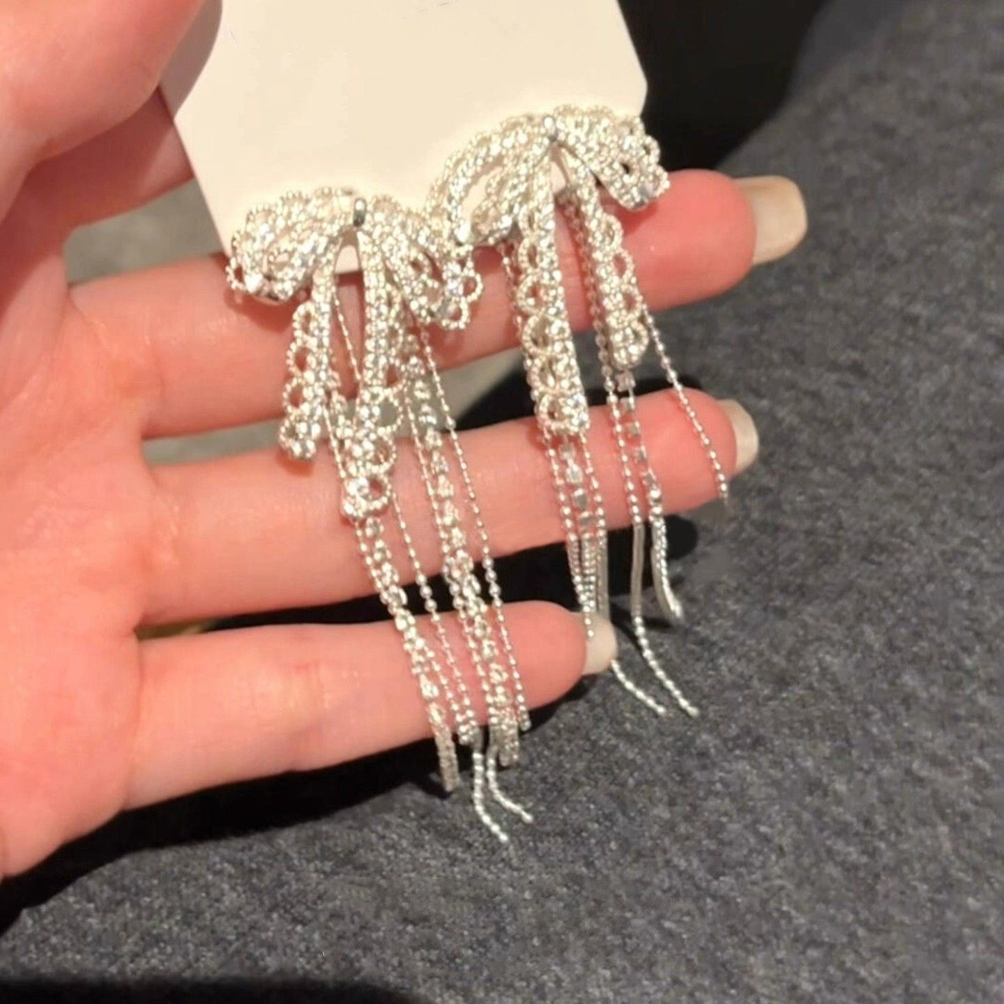 超仙蕾丝蝴蝶结流苏长款耳钉女闪钻锆石轻奢清冷感耳饰时尚高级感,饰品/流行首饰/时尚饰品新,耳钉,淘宝优惠券,粉丝福利购,淘宝优惠卷