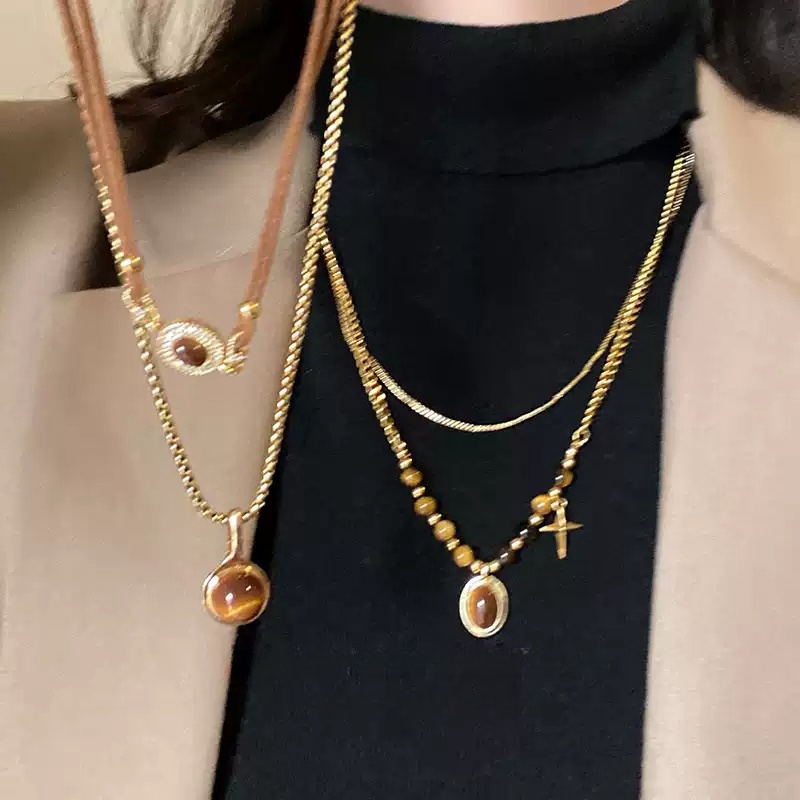 美拉德时尚双层叠戴毛衣链