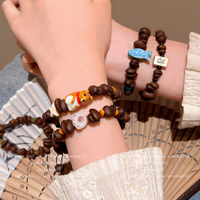 2025新款咖啡豆小众设计感发财串珠手链女闺蜜情侣叠戴手串配饰品