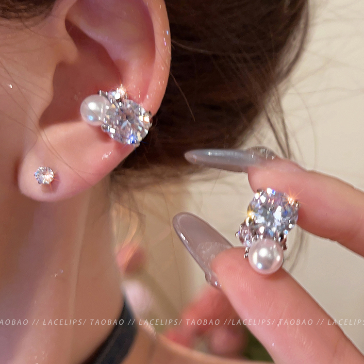 小灯泡时尚高级感珠珠耳骨夹百搭轻奢网红无耳洞耳饰品女精致独特