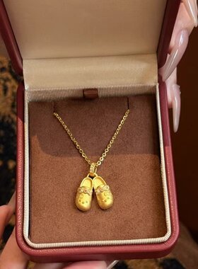 法式闪钻芭蕾舞鞋锁骨链