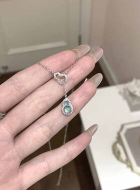 双环葫芦项链高级感轻奢小众锁骨链配饰女秋冬毛衣链大气高档百搭