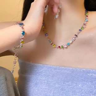 甜美多巴胺彩色糖果项链2024新款 百搭锁骨链配饰品 设计高级感时尚