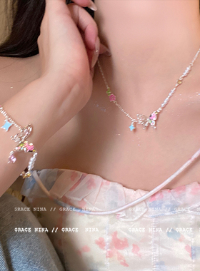 春日恋蝶！镂空蝴蝶珠珠项链女2025新款甜美高级感春天配饰锁骨链