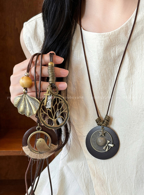 新中式复古蝴蝶结帽子项链女