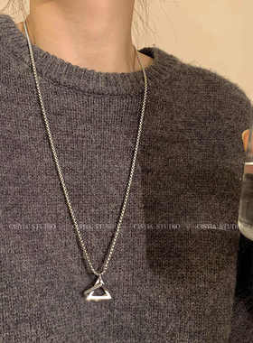 日韩几何方形三角形长款项链