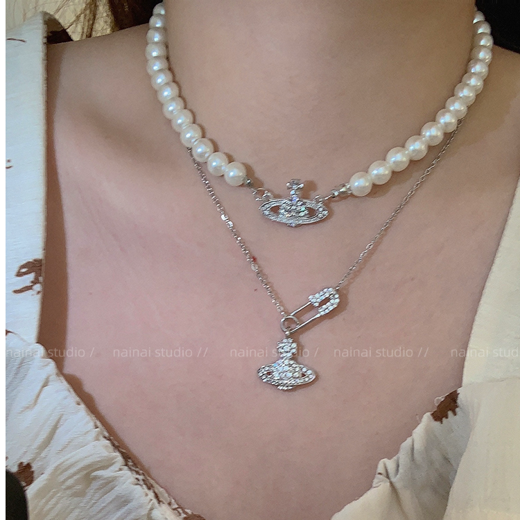 时尚气质小众设计感高级土星项链戴锁骨链爆款别针小众设计颈链女