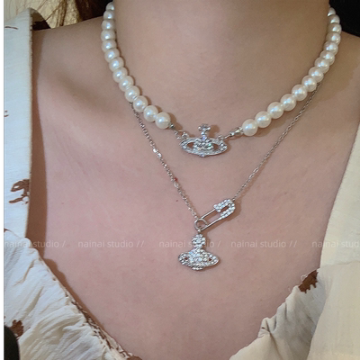 土星项链戴锁骨链爆款别针小众设计颈链choker