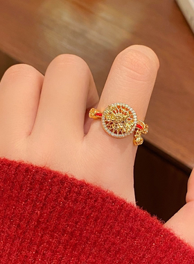 可旋转小马生肖开口戒指女款